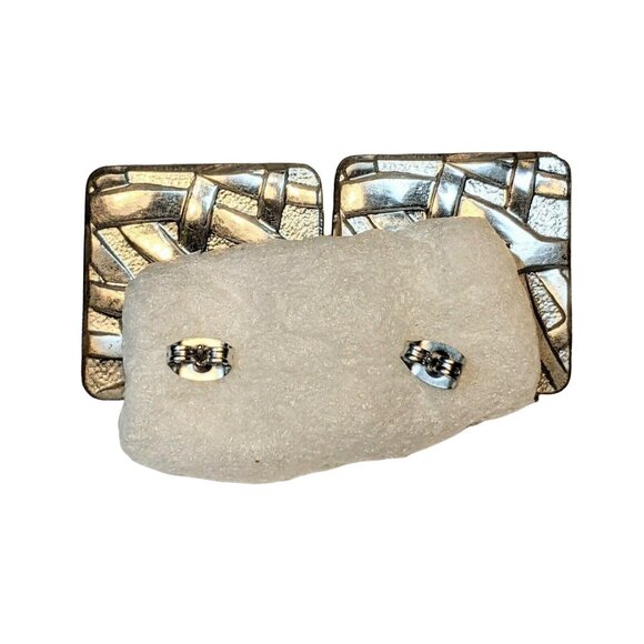 Silver Square Knot & Crystal Stud Pierced Earrings Set Of 3 A280 - Picture 6 of 14